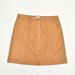 NEW Retrology Women's A Line Button Faux Suede Skirt Polyester Brown Size 2X